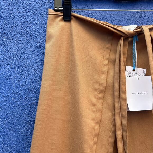 shaina mote tan wide leg wool blend tie pant - nwt - Picture 2 of 7